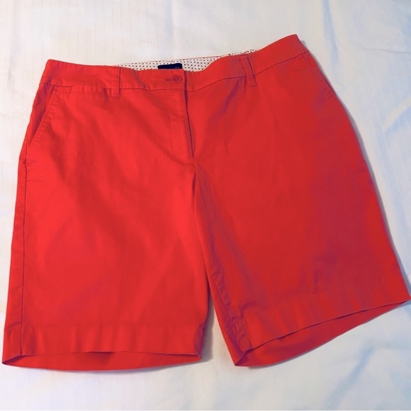 Talbots Perfect Shorts Bright Coral Stretch Bermuda 9 1/2" size 16 W Petite - Picture 4 of 14